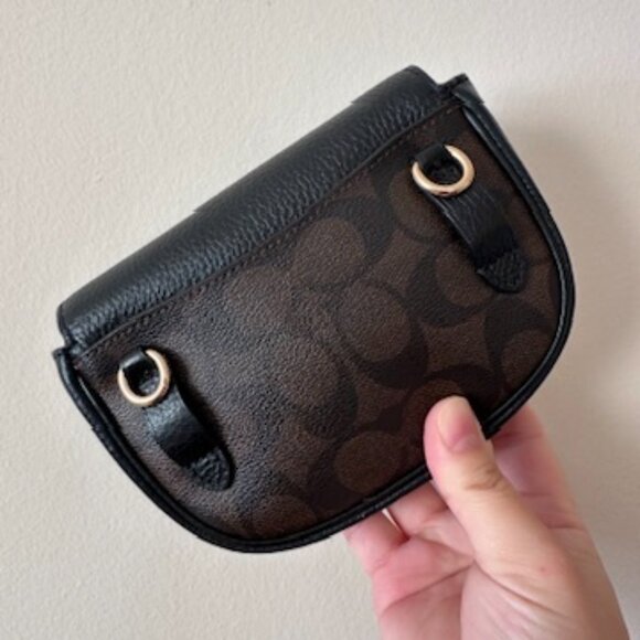 NWT! RARE! Coach F88007 Jade Mini Belt Bag In Signature Canvas & Brown Black - Picture 5 of 13